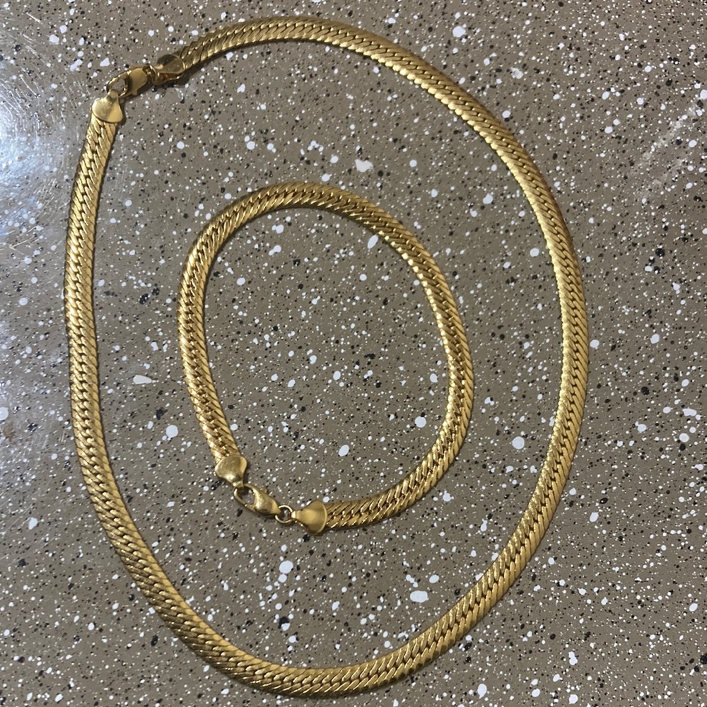 Yellow Gold over thick necklace and bracelet set